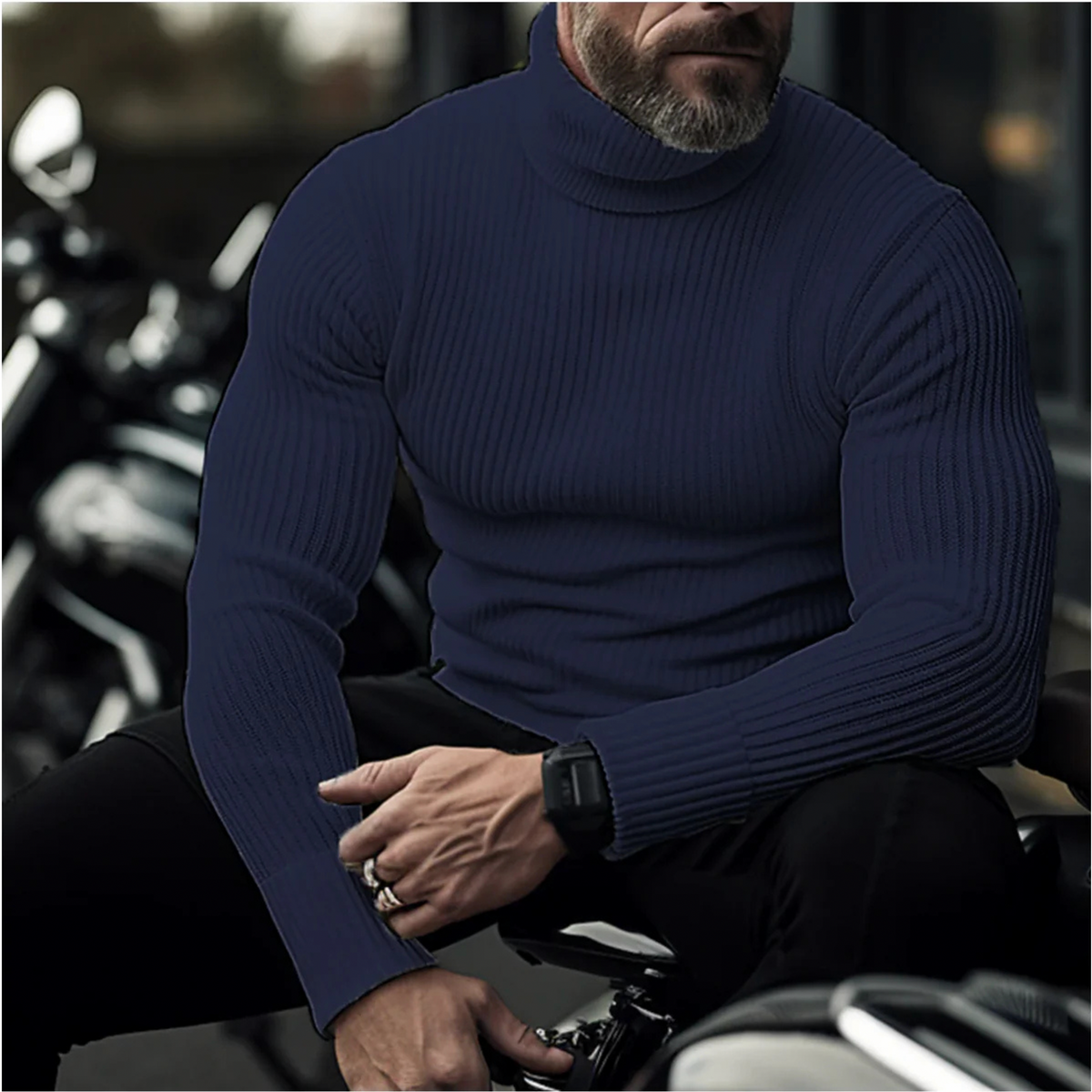 Slim Fit Ribbed Turtleneck Sweater