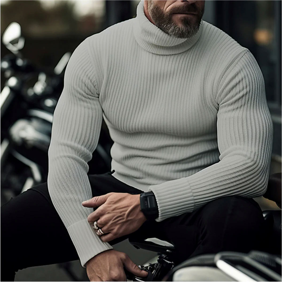 Slim Fit Ribbed Turtleneck Sweater