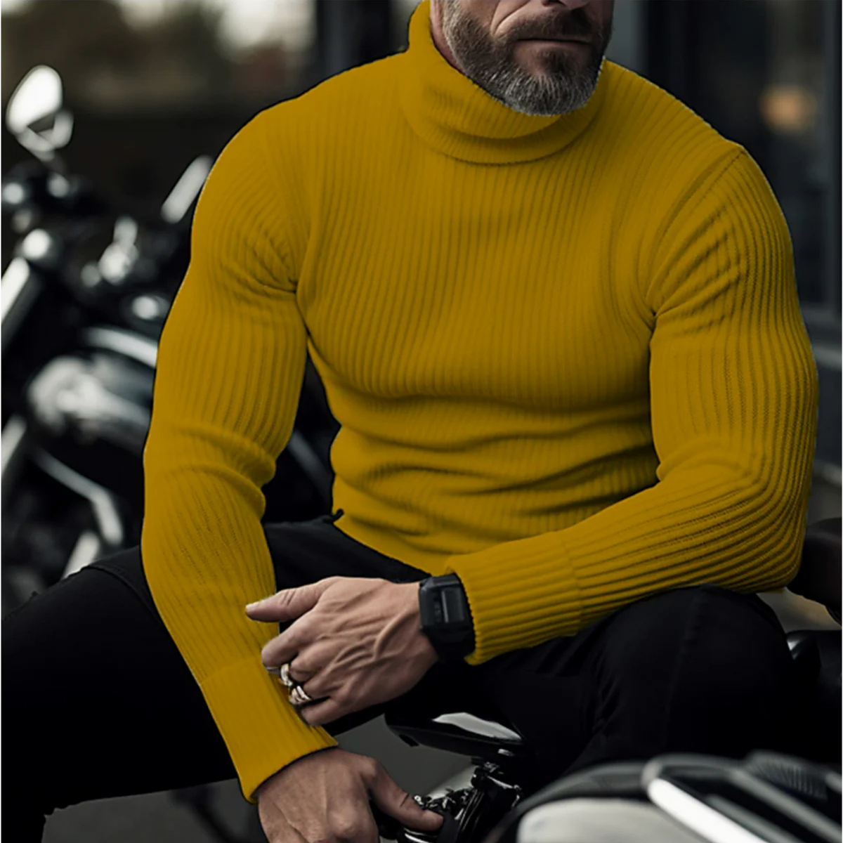 Slim Fit Ribbed Turtleneck Sweater