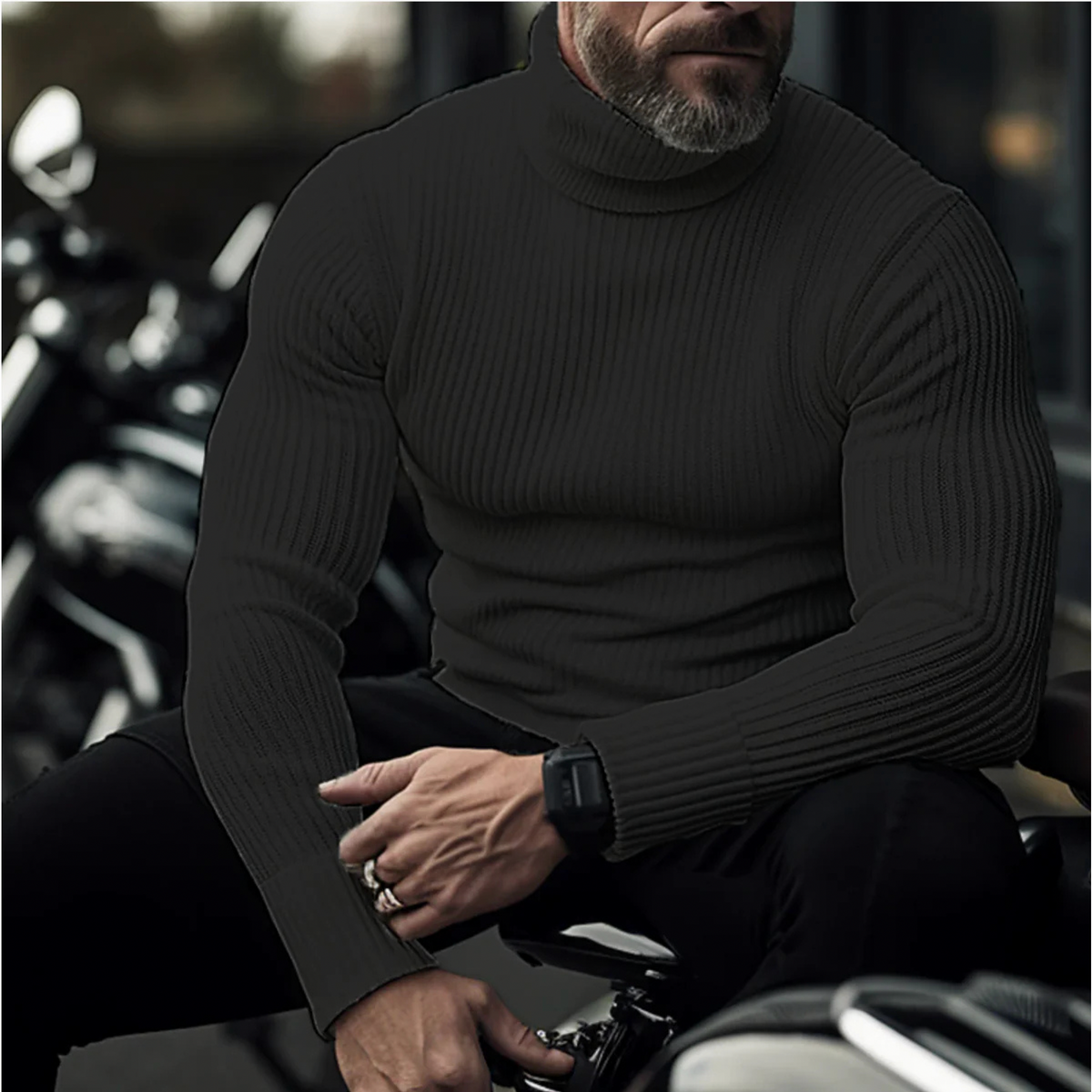 Slim Fit Ribbed Turtleneck Sweater