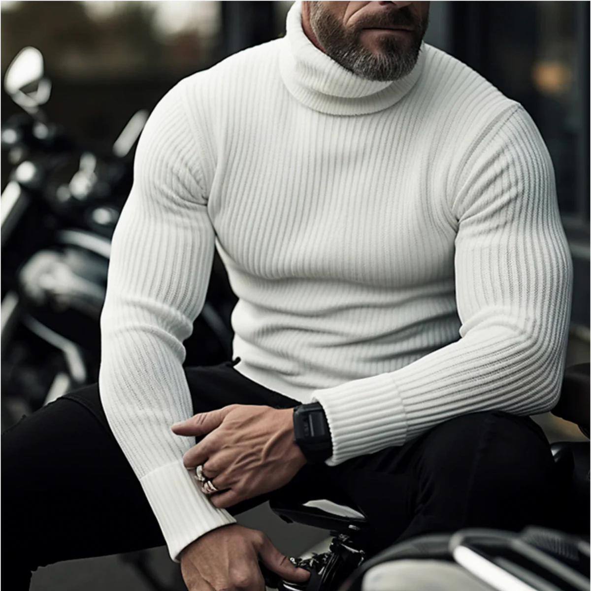 Slim Fit Ribbed Turtleneck Sweater