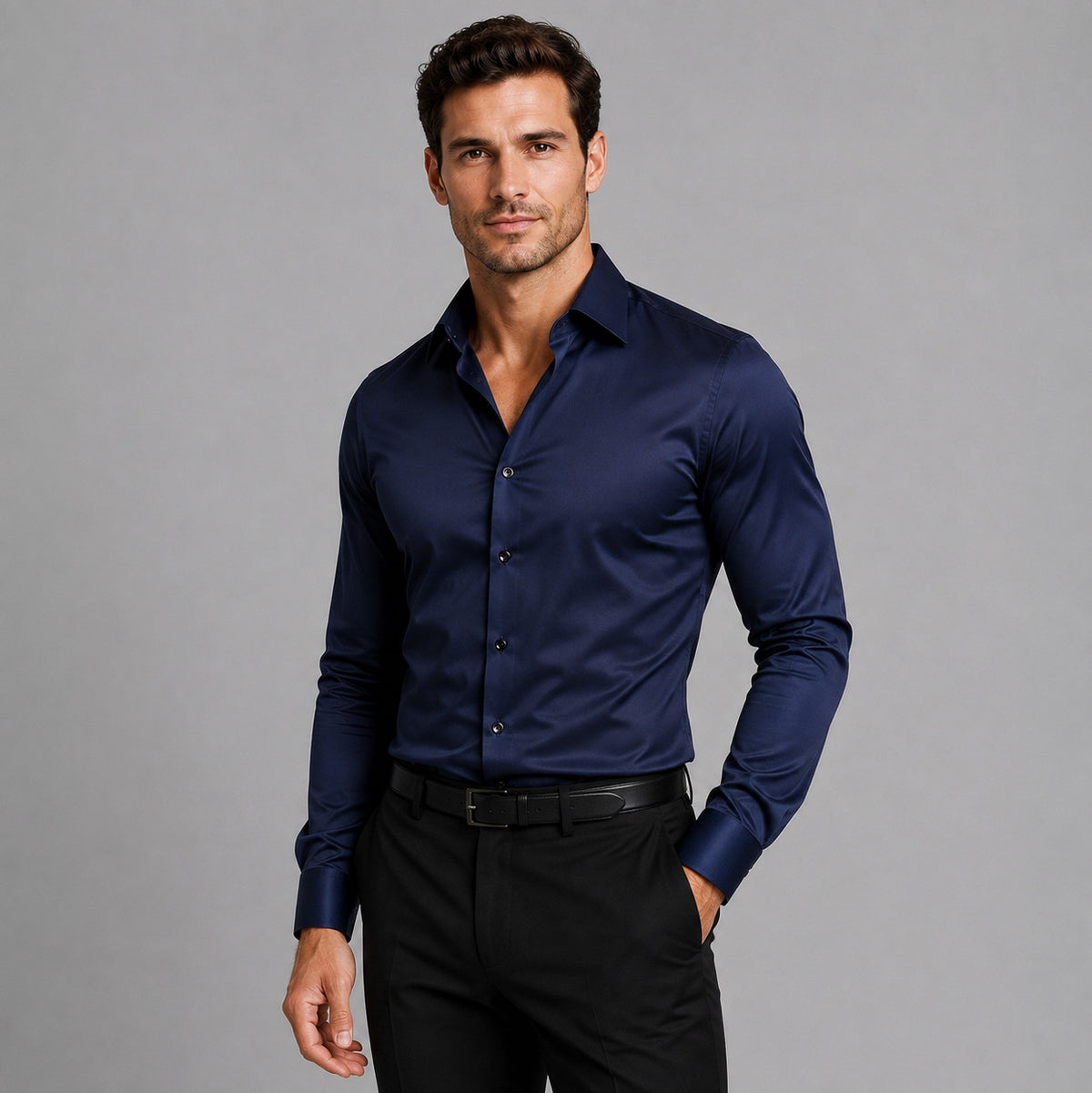 Slim Fit Spread Collar Dress Shirt