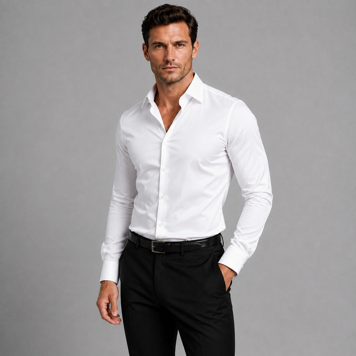 Slim Fit Spread Collar Dress Shirt