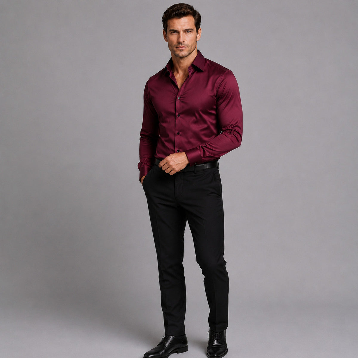 Slim Fit Spread Collar Dress Shirt