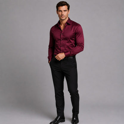 Slim Fit Spread Collar Dress Shirt