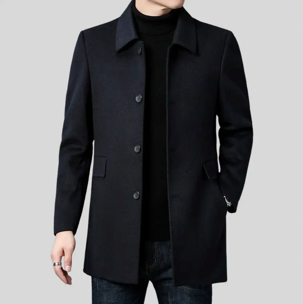 Spread Collar Button Front Overcoat