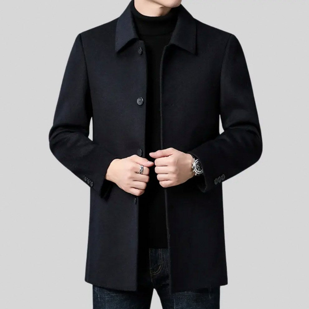 Spread Collar Button Front Overcoat