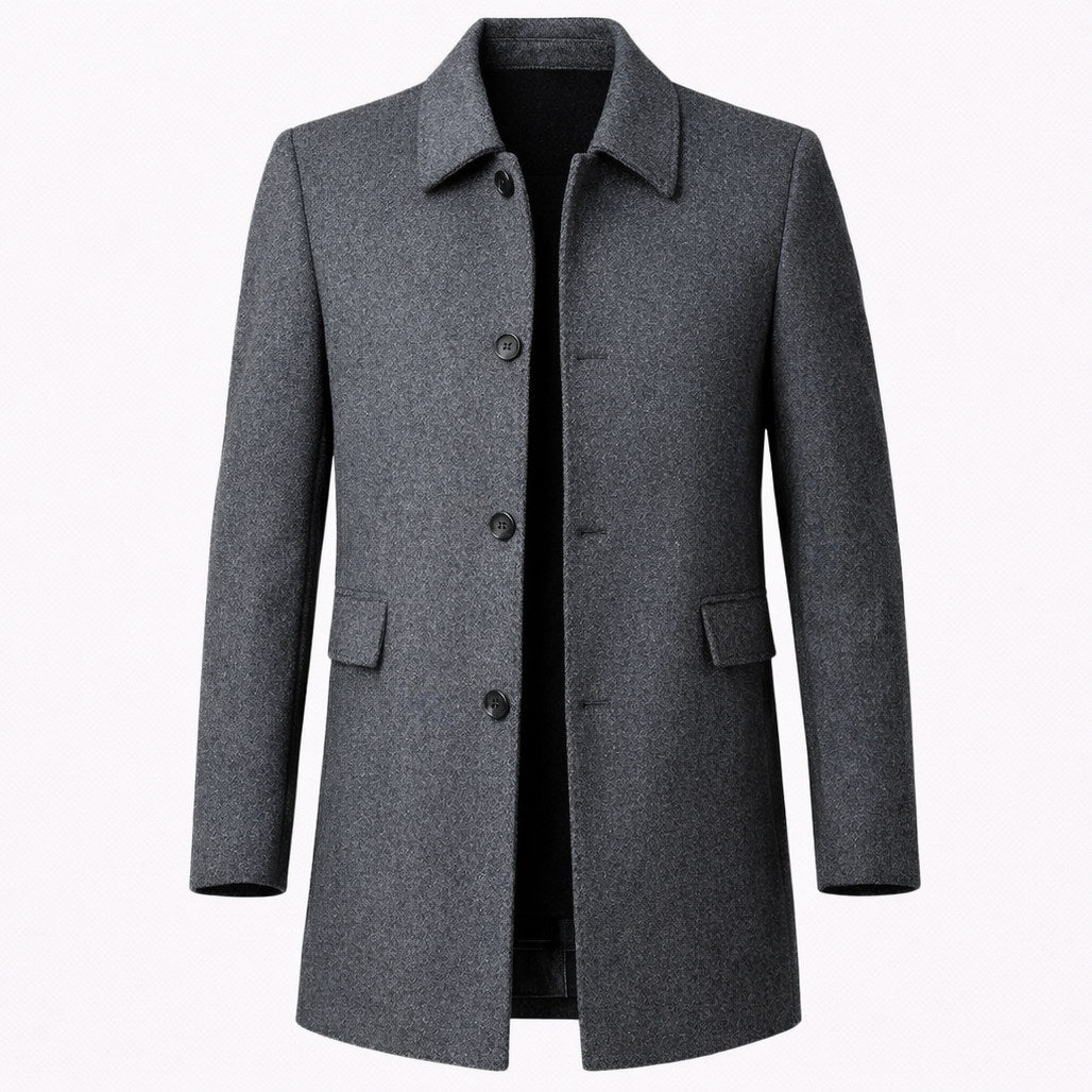 Spread Collar Button Front Overcoat