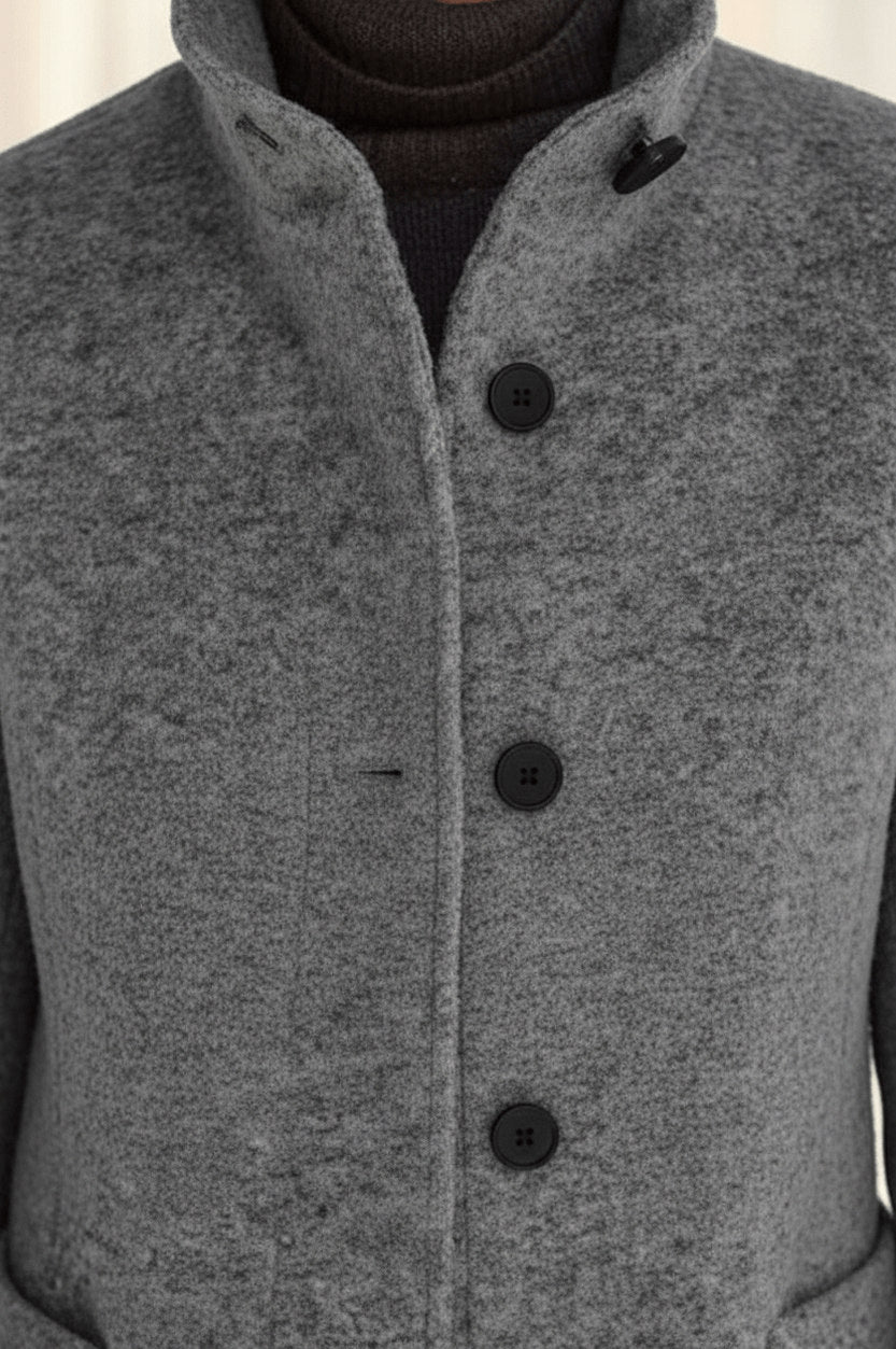 Stand Collar Patch Pocket Coat