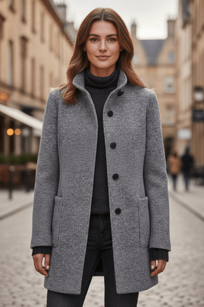 Stand Collar Patch Pocket Coat