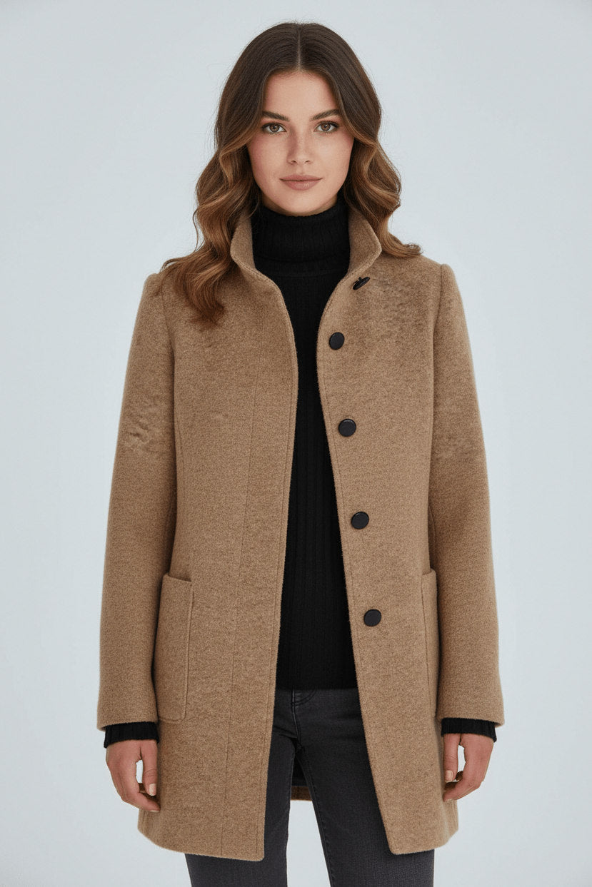Stand Collar Patch Pocket Coat