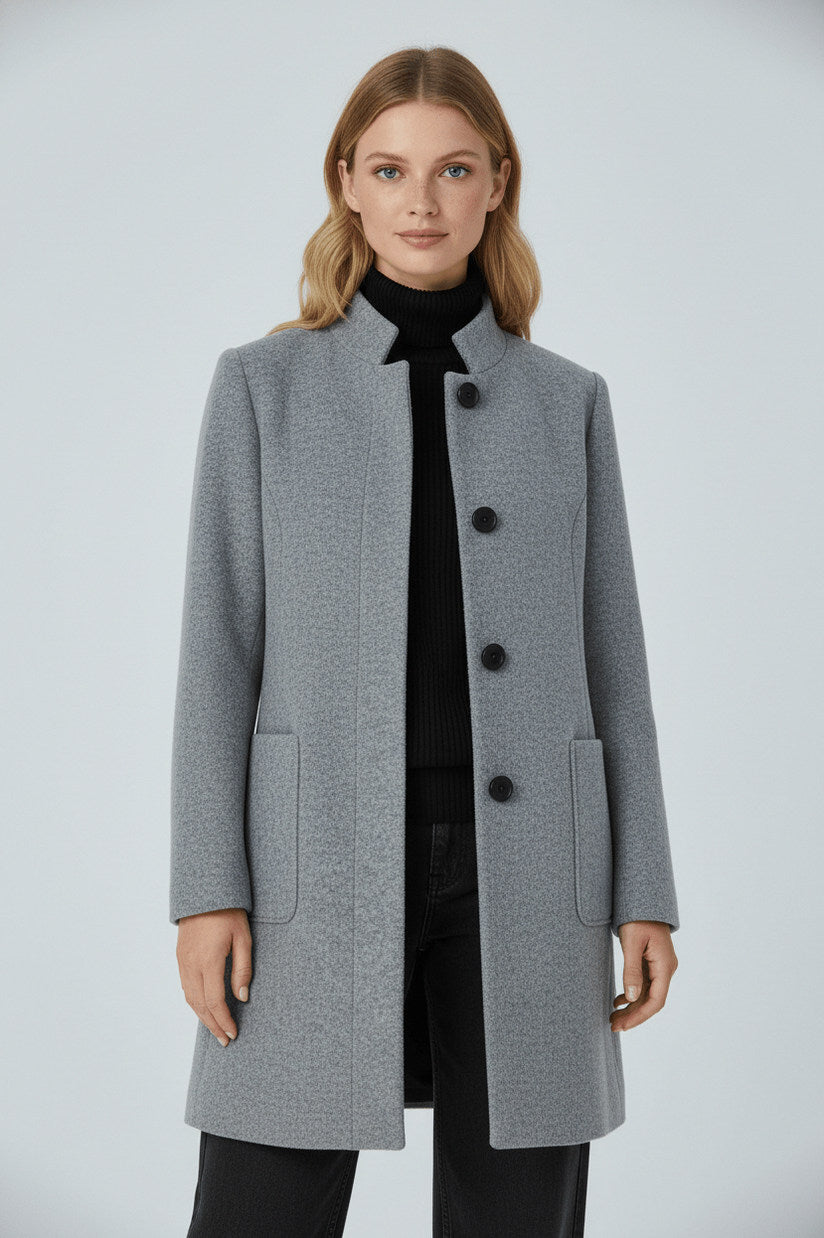 Stand Collar Patch Pocket Coat