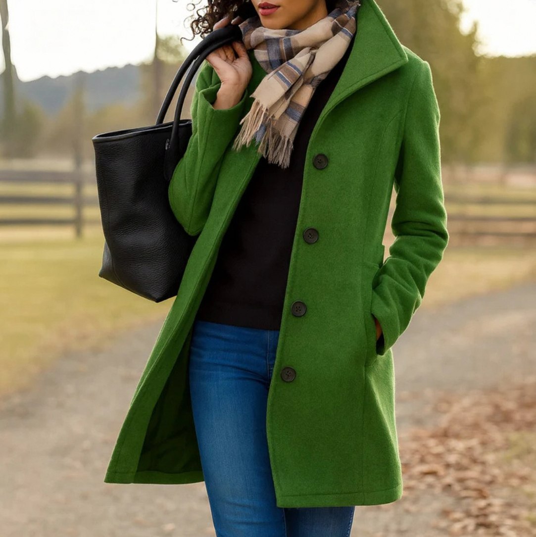 Stand Collar Button Front Coat