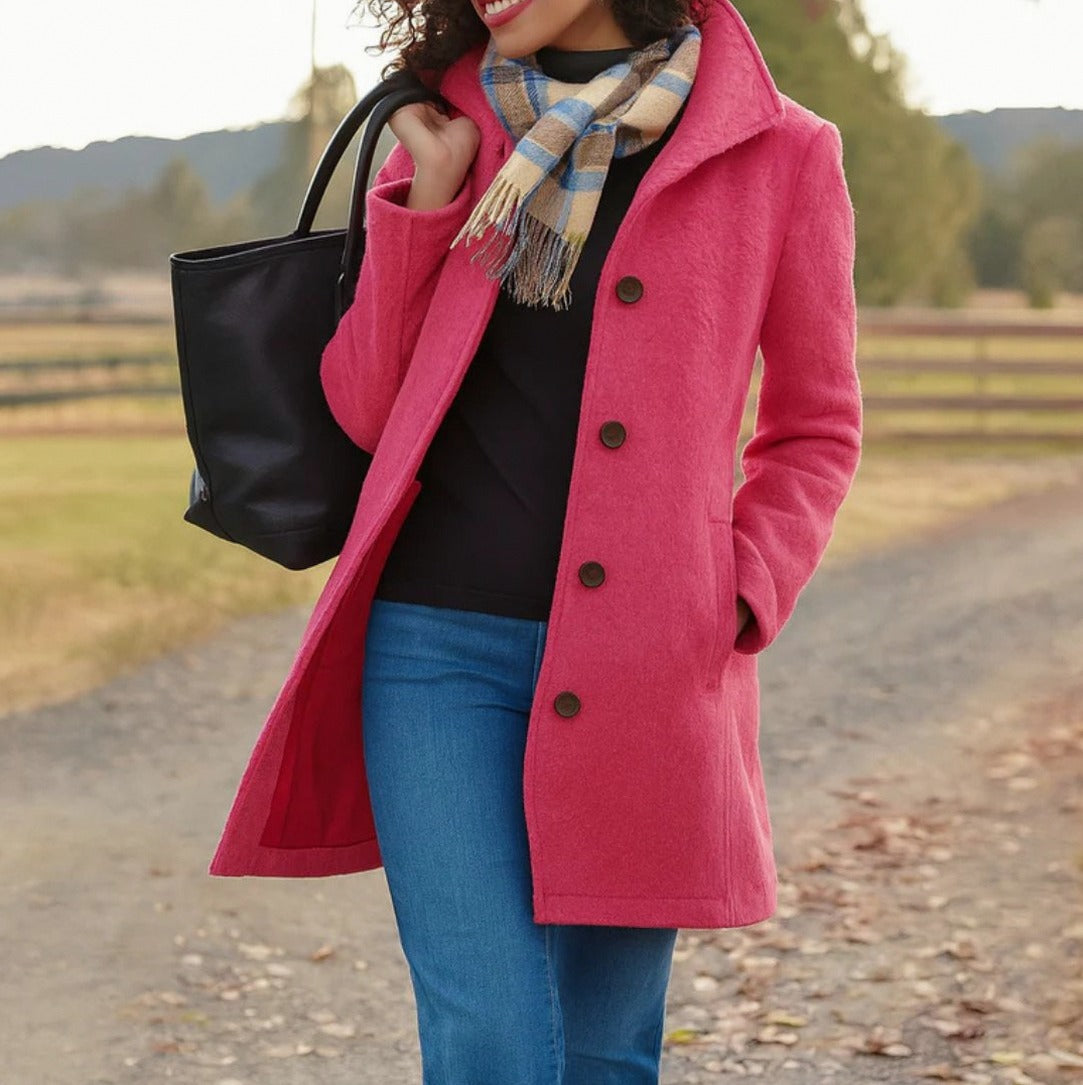 Stand Collar Button Front Coat