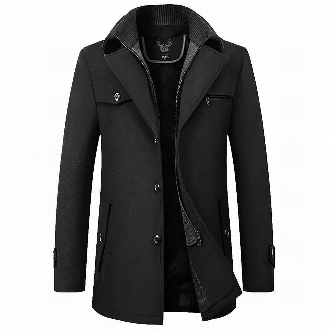 Stand Collar Button Front Overcoat