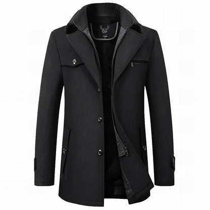 Stand Collar Button Front Overcoat