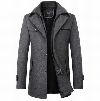 Stand Collar Button Front Overcoat