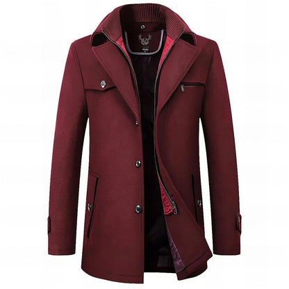 Stand Collar Button Front Overcoat