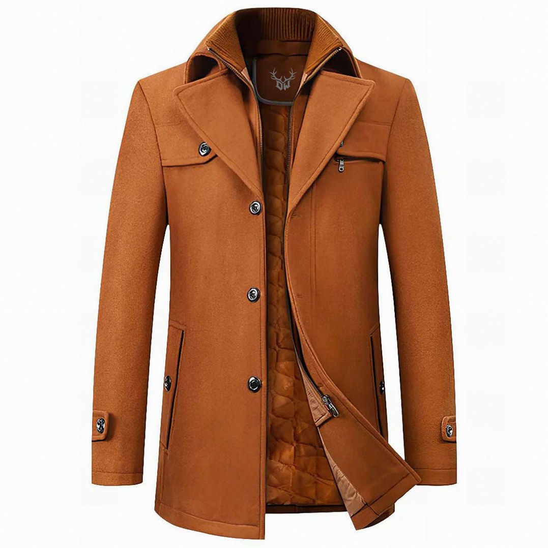 Stand Collar Button Front Overcoat