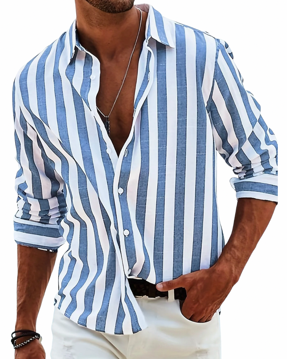 Striped Long Sleeve Button Down Shirt