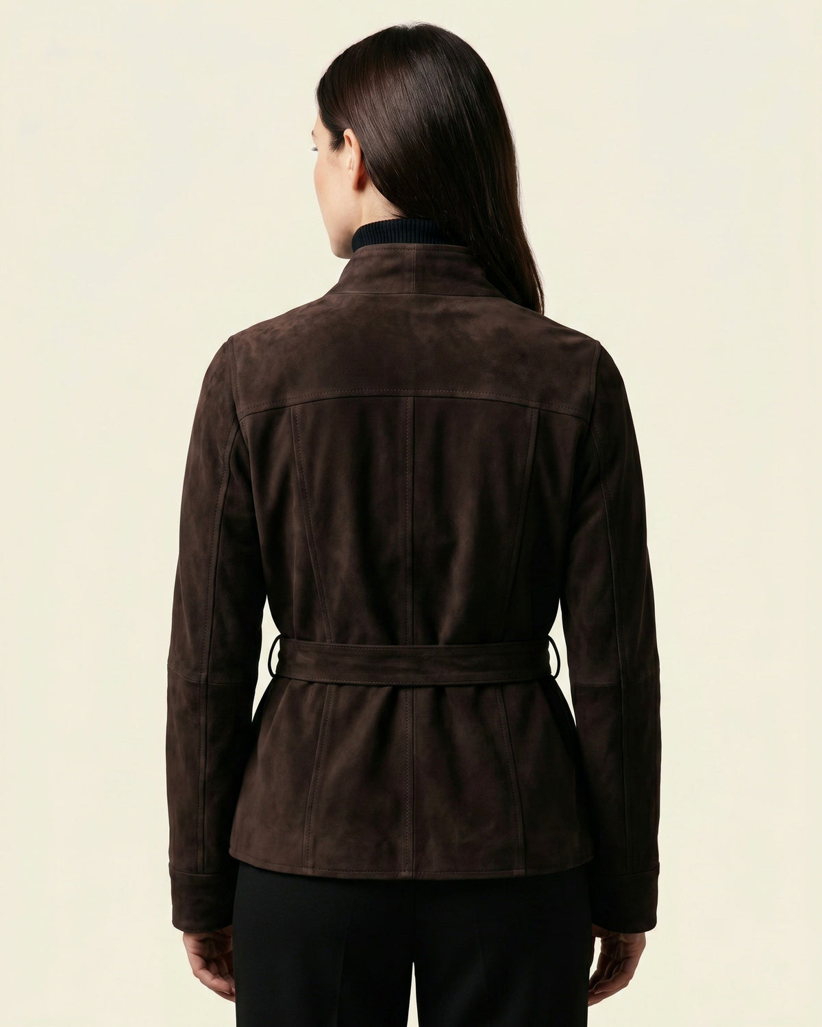 Suede Long Sleeve Belted Jacket