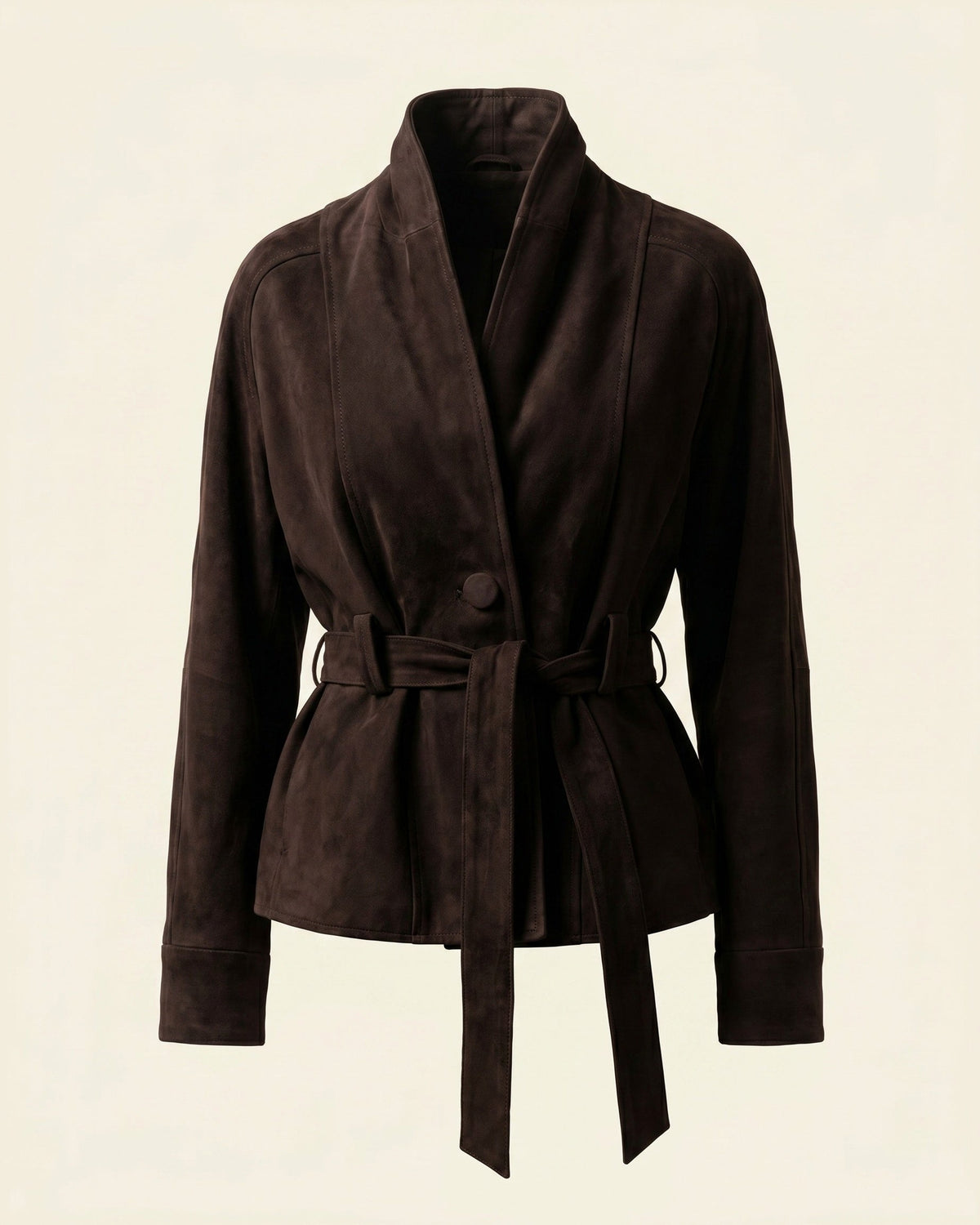 Suede Long Sleeve Belted Jacket