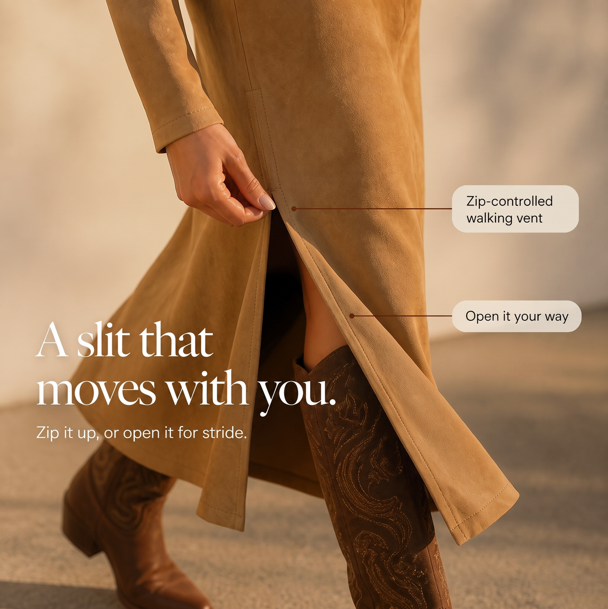 Suede Long Sleeve Belted Maxi Dress