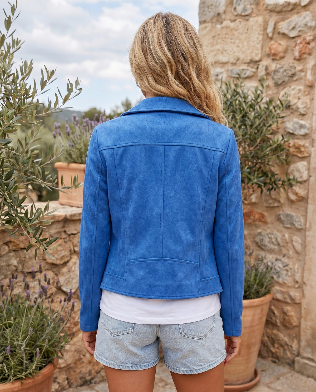 Suede Long Sleeve Moto Jacket