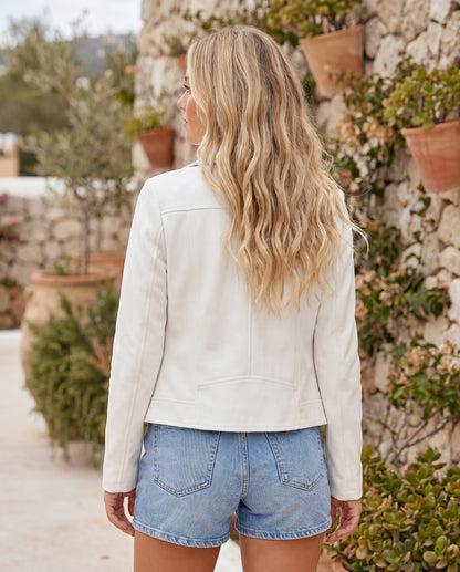 Suede Long Sleeve Moto Jacket
