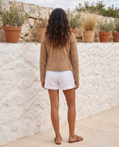 Suede Long Sleeve Moto Jacket