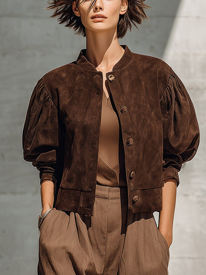 Suede Puff Sleeve Jacket