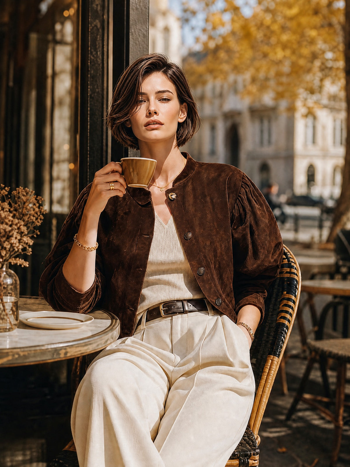 Suede Puff Sleeve Jacket