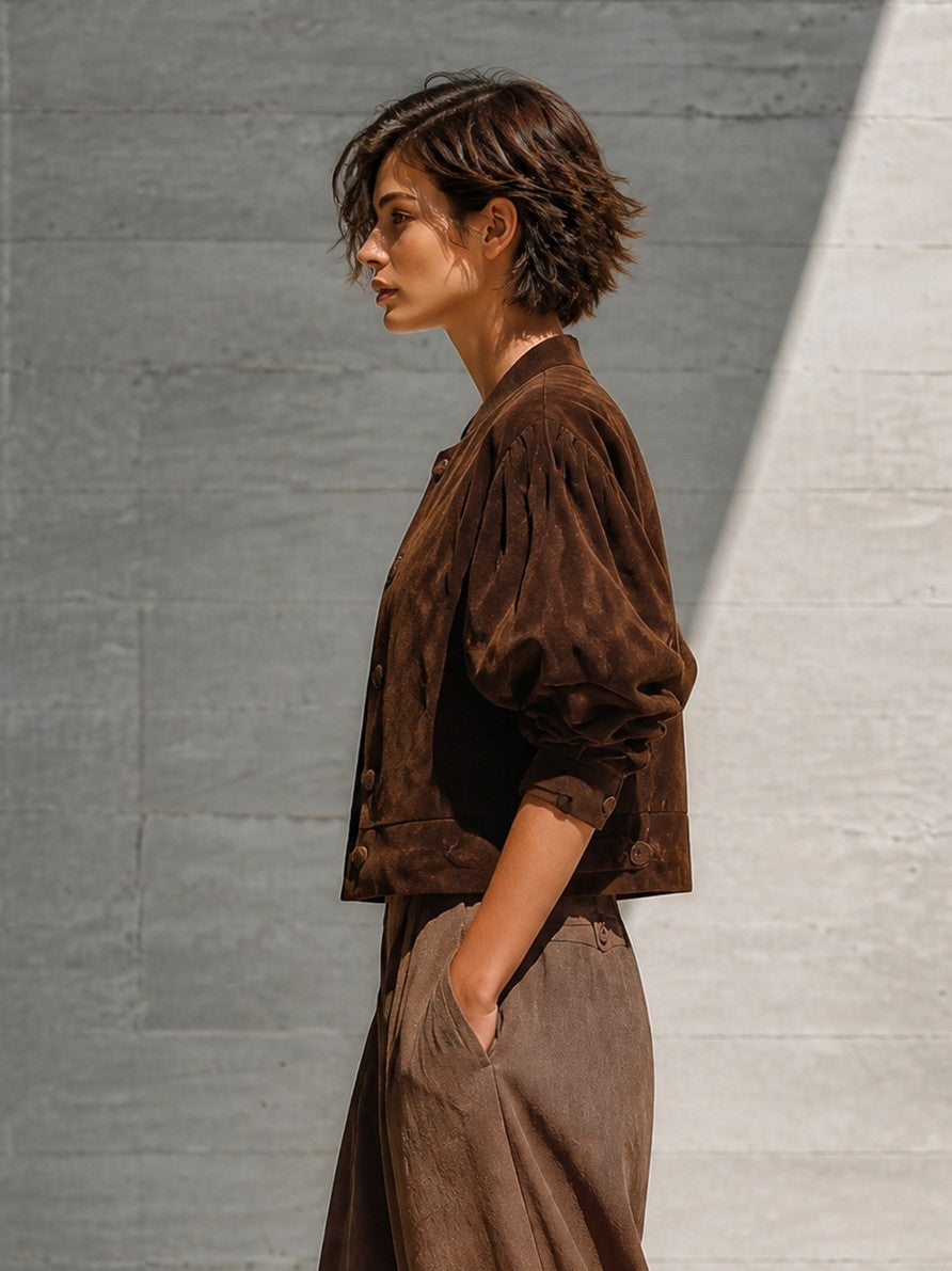 Suede Puff Sleeve Jacket