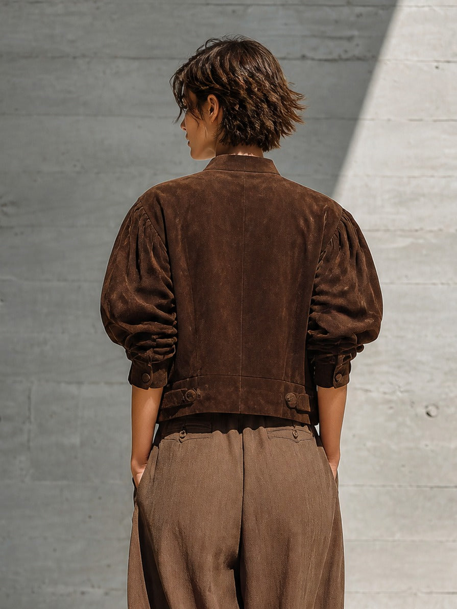 Suede Puff Sleeve Jacket