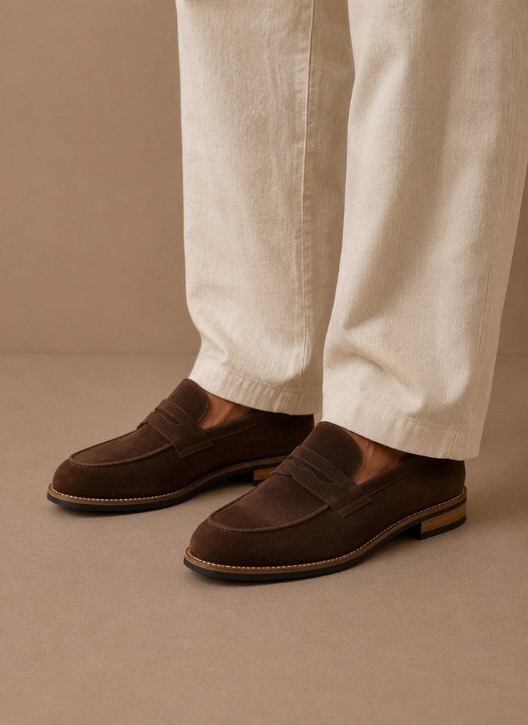 Suede Contrast Sole Penny Loafers