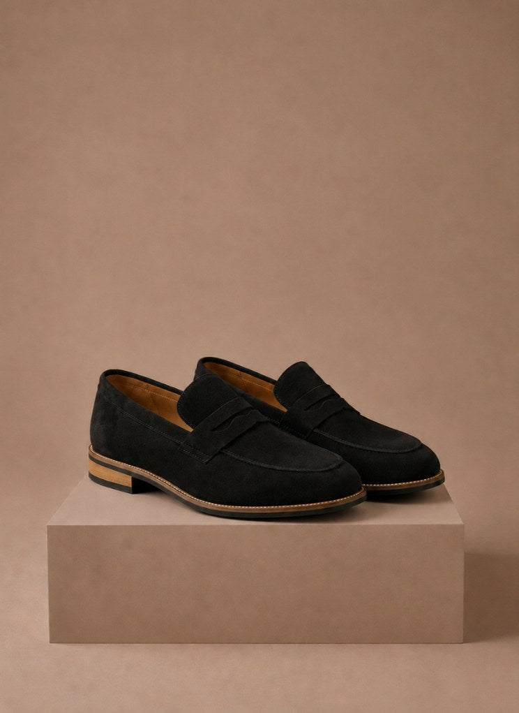 Suede Contrast Sole Penny Loafers