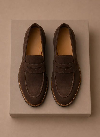 Suede Contrast Sole Penny Loafers