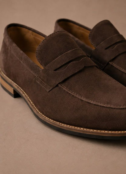 Suede Contrast Sole Penny Loafers