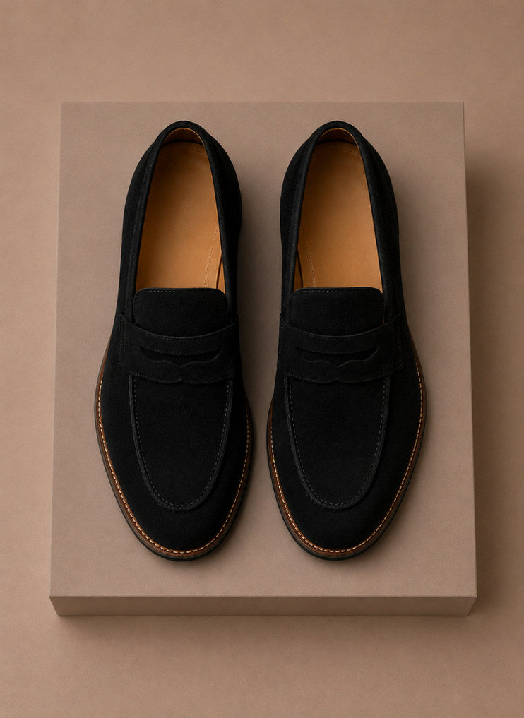 Suede Contrast Sole Penny Loafers