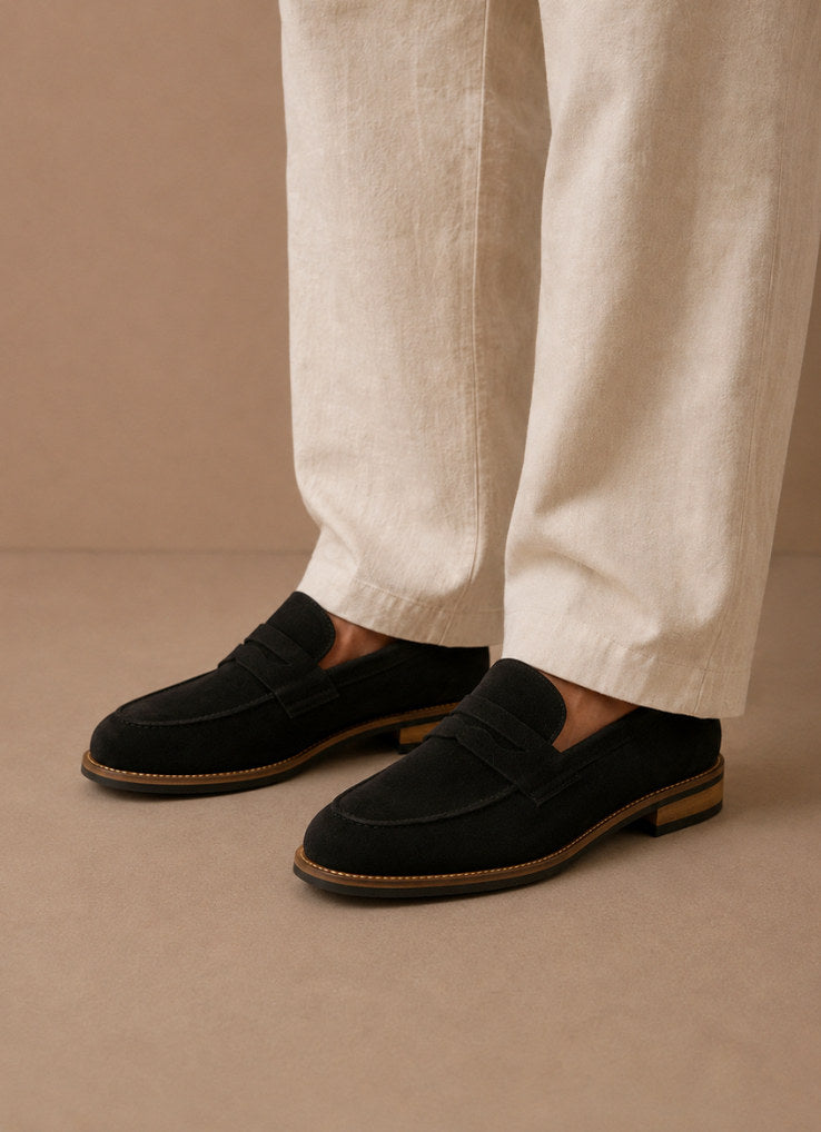 Suede Contrast Sole Penny Loafers