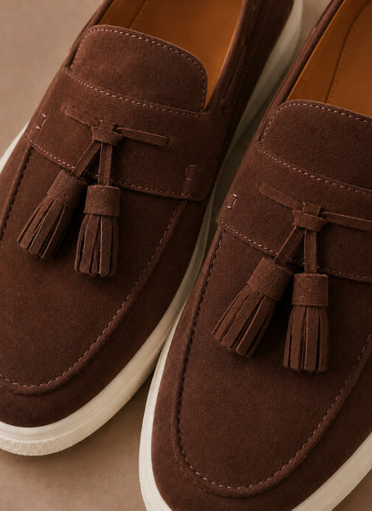 Suede Tassel Slip On Loafers