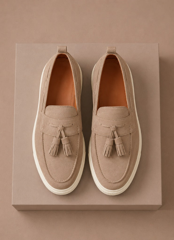 Suede Tassel Slip On Loafers
