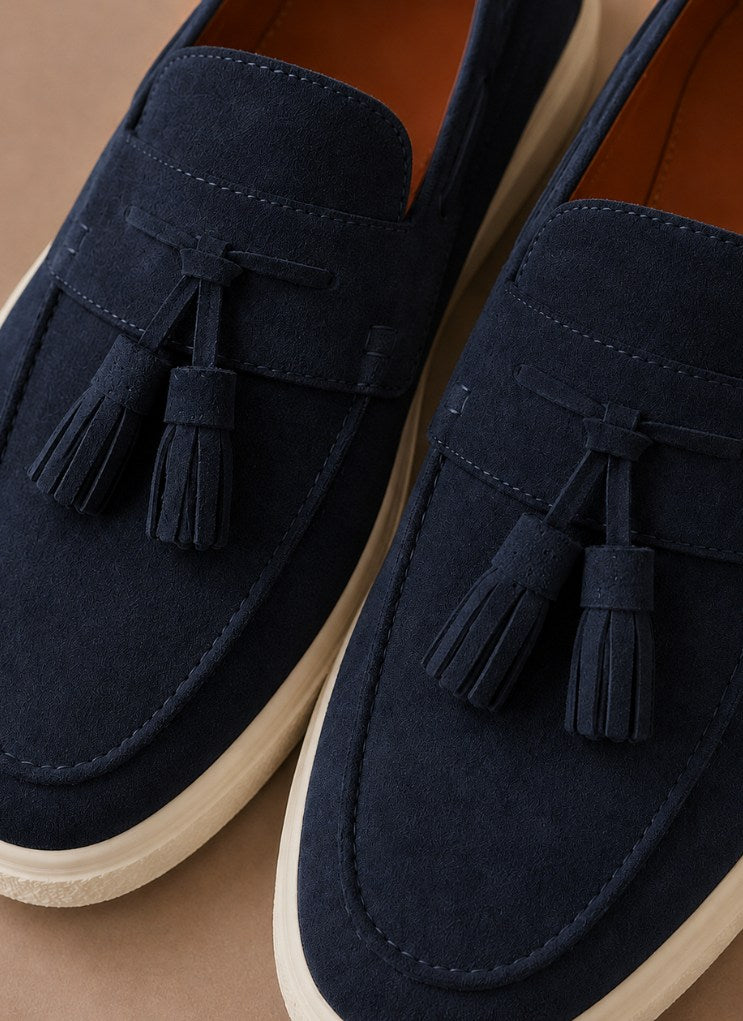 Suede Tassel Slip On Loafers