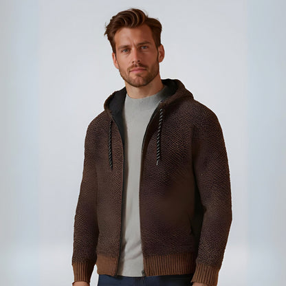 Textured Knit Full Zip Hoodie