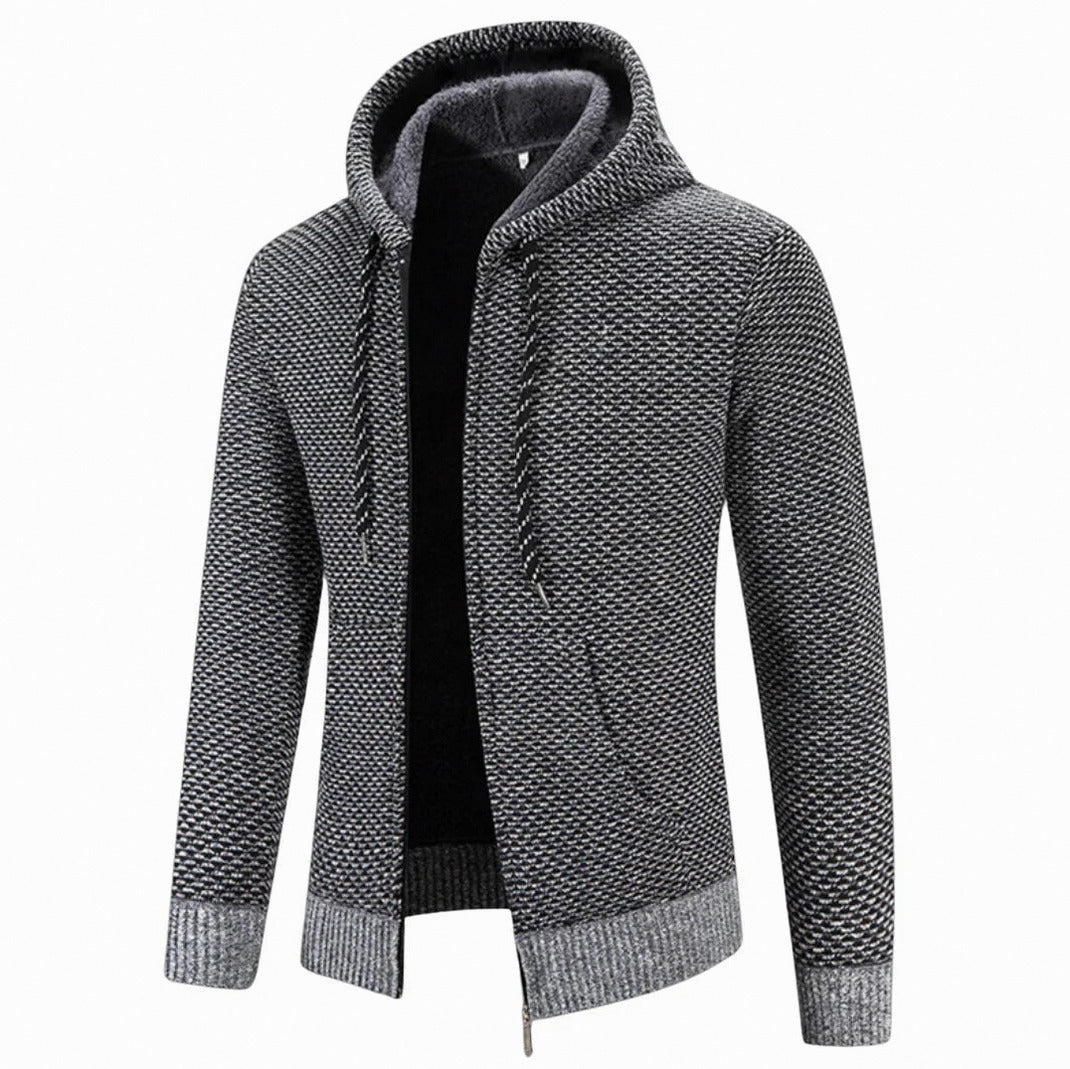 Textured Knit Full Zip Hoodie