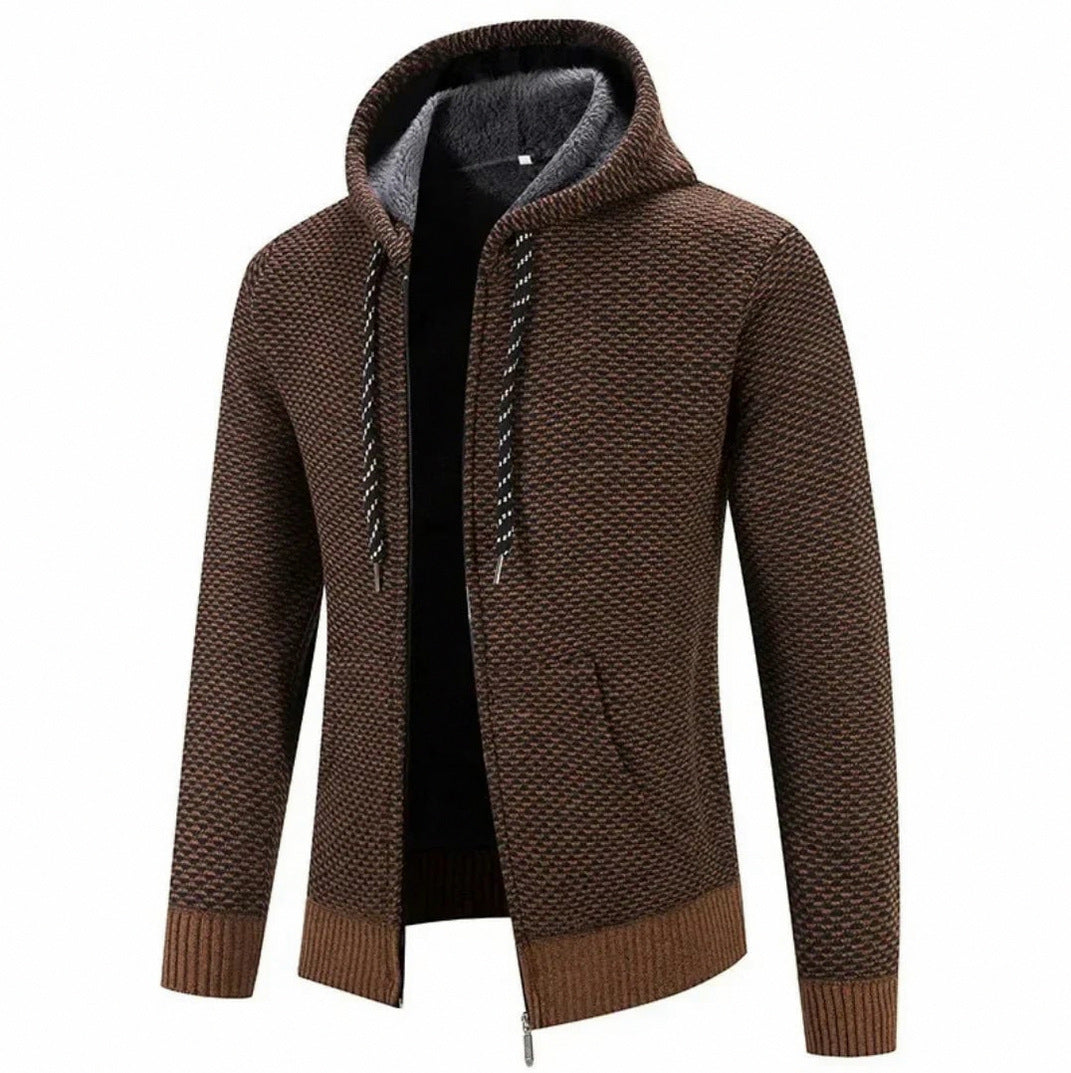Textured Knit Full Zip Hoodie