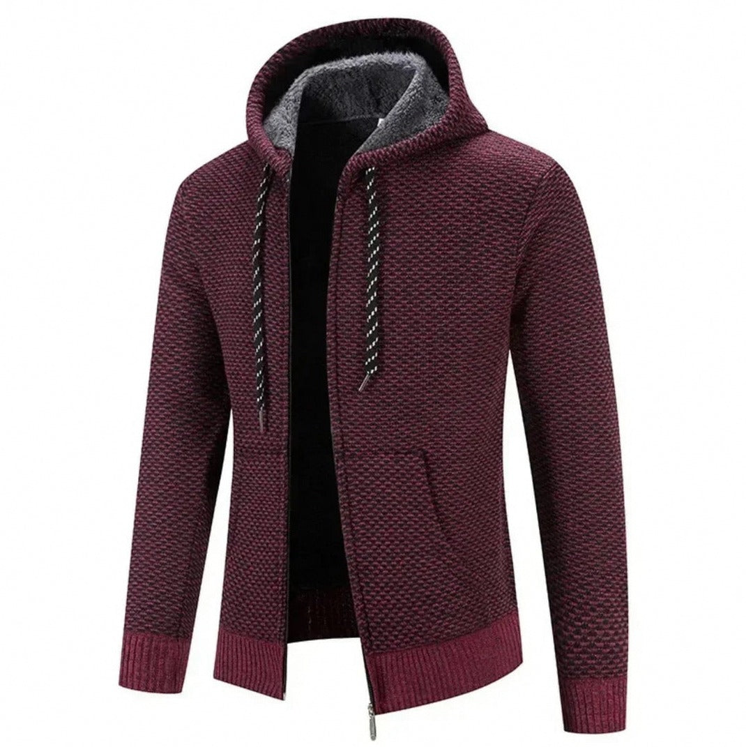 Textured Knit Full Zip Hoodie