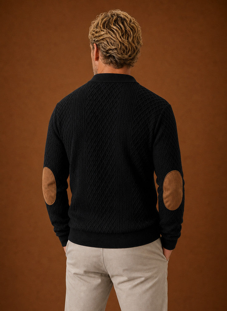 Textured Knit Henley Sweater