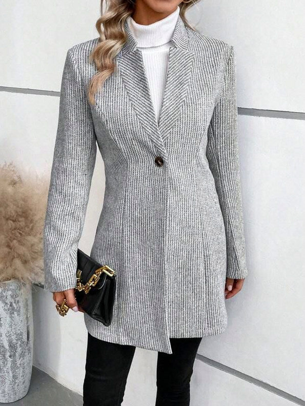 Tweed Long Sleeve Button Coat