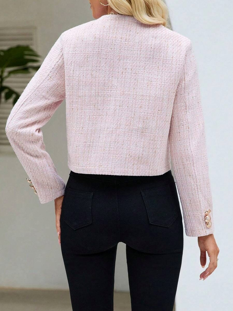 Tweed Long Sleeve Button Front Jacket